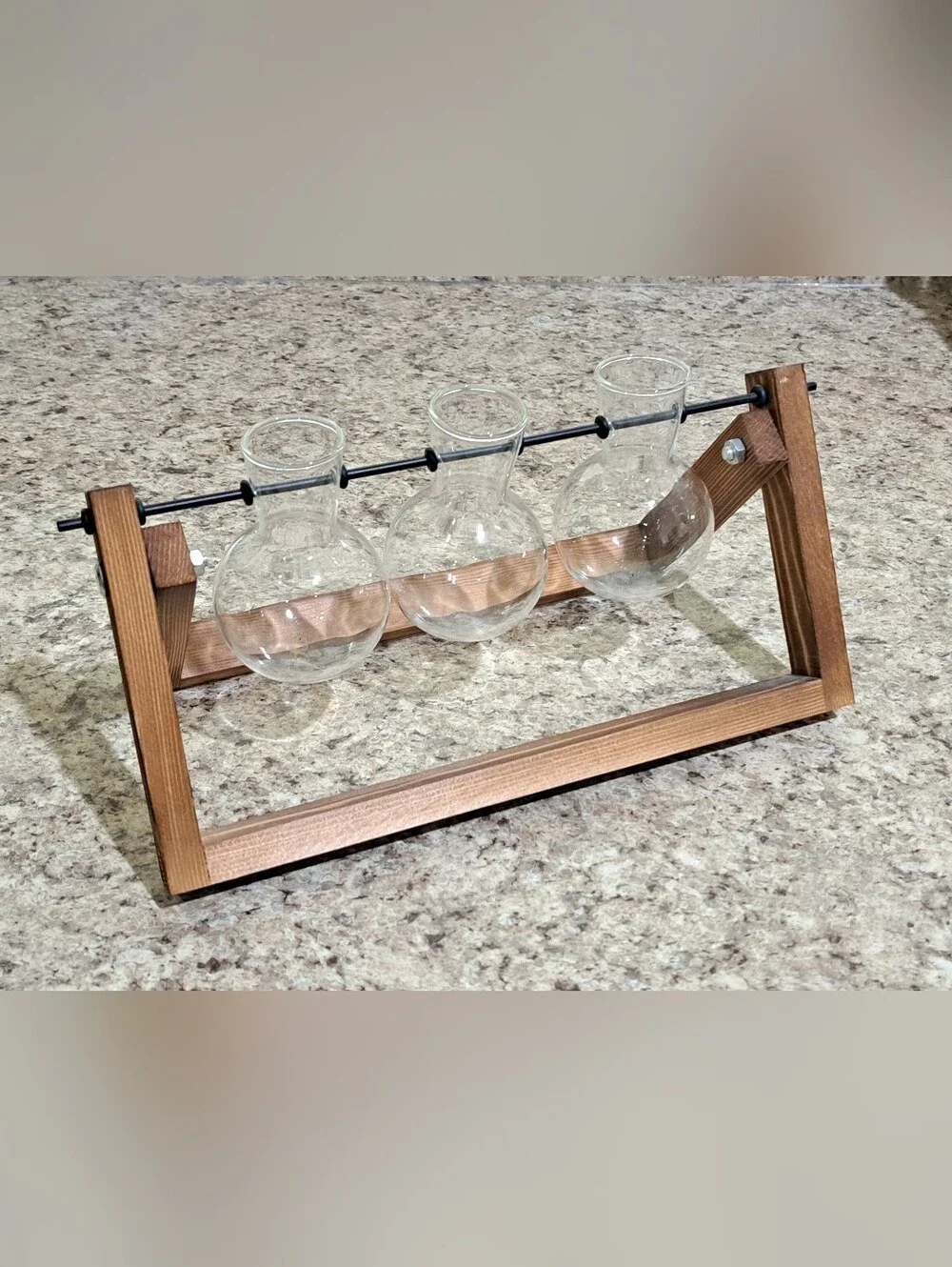 Glass Plant Terrarium With Wooden Stand Plant Propagation Vase